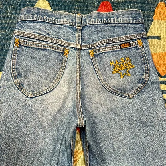 Vintage Hash wide leg jeans 70s Denim Retro Woodstock Hippie 27x31 High Waist - Picture 5 of 10